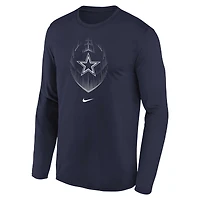 T-shirt à manches longues Nike bleu marine Dallas Cowboys Legend Icon pour enfant d'âge préscolaire