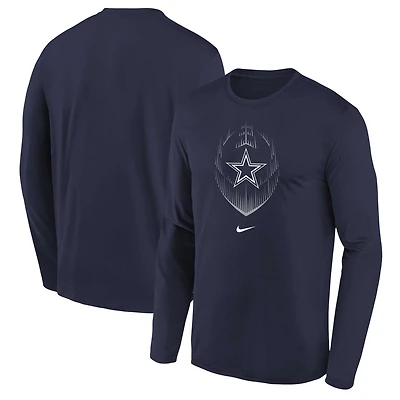 T-shirt à manches longues Nike bleu marine Dallas Cowboys Legend Icon pour enfant d'âge préscolaire