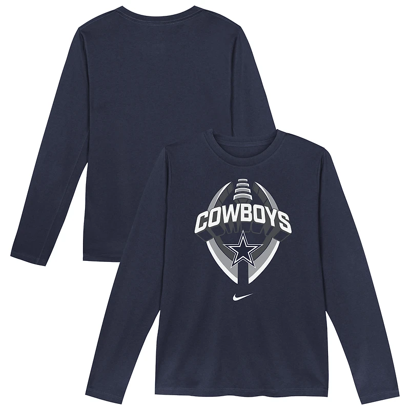 Preschool Nike  Navy Dallas Cowboys Primetime Legend Icon Long Sleeve Performance T-Shirt