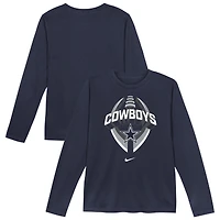 Preschool Nike  Navy Dallas Cowboys Primetime Legend Icon Long Sleeve Performance T-Shirt