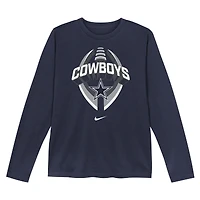Preschool Nike  Navy Dallas Cowboys Primetime Legend Icon Long Sleeve Performance T-Shirt