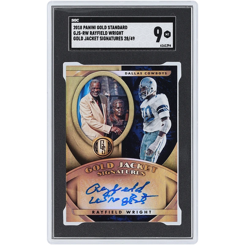 Rayfield Wright Dallas Cowboys Autographed 2018 Panini Gold Standard Gold Jacket Signatures #GJS-RW #28/49 SGC Authenticated 9 Card