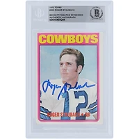 Carte de recrue authentifiée signée par Roger Staubach des Dallas Cowboys Topps #200 de 1972, présentée par des fanatiques de Beckett
