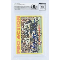 Carte de recrue autographiée de Roger Staubach (Dallas Cowboys) de 1972, Topps Pro Action n° 122, authentifiée par Beckett Fanatics Witnessed (n° 10).