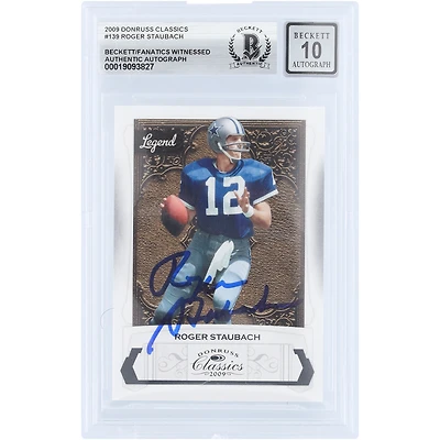 Carte autographiée de Roger Staubach (Dallas Cowboys), Donruss Classics 2009, n° 139/999, authentifiée par Beckett Fanatics Witnessed (10 cartes).