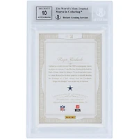 Roger Staubach Dallas Cowboys Autographed 2014 Panini Flawless Holo Gold Greats Tri-Color Relic #34 #9/10 BGS Authenticated 9/10 Card - 9.5,9,9.5,9 Subgrades