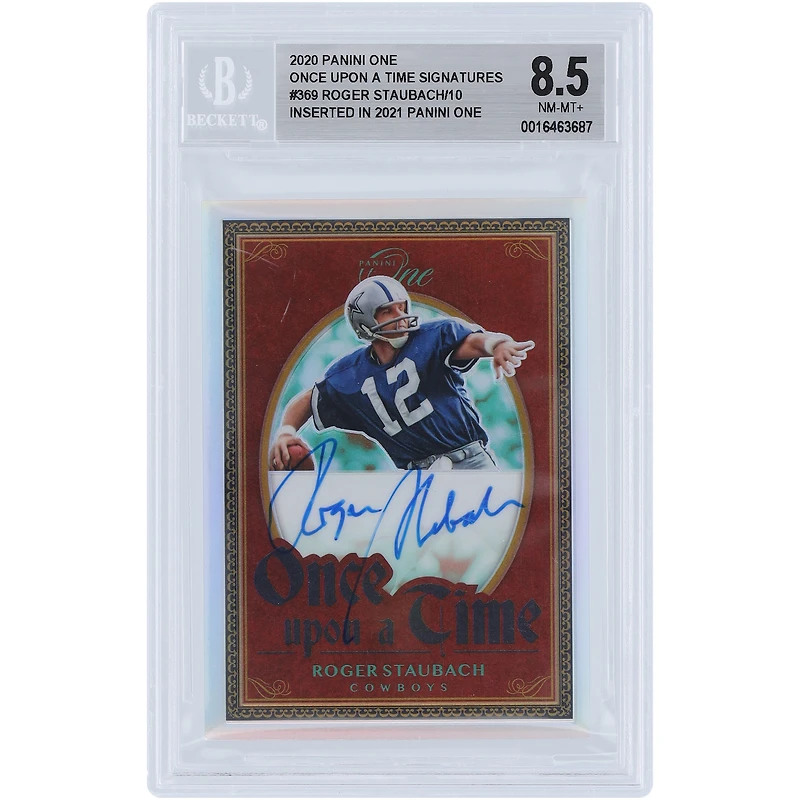 Roger Staubach Dallas Cowboys Autographed 2020 Panini One Once Upon A Time #369 #3/10 BGS Authenticated 8.5 Card 