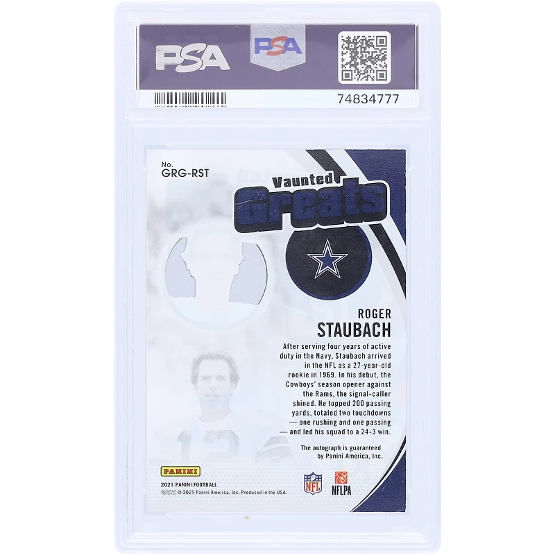 Roger Staubach Dallas Cowboys Autographed 2022 Panini Impeccable Vaunted Greats #GRG-RST #38/50 PSA Authenticated 9 Card
