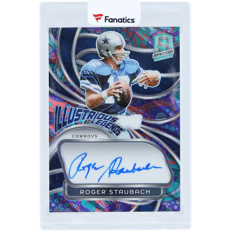 Carte autographiée Roger Staubach des Dallas Cowboys 2024 Panini Spectra Neon Splatter Prizm #IL-RSH #3/5
