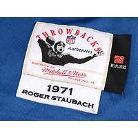 Roger Staubach Dallas Cowboys Autographed Blue Authentic Mitchell & Ness Jersey with "HOF 85" Inscription