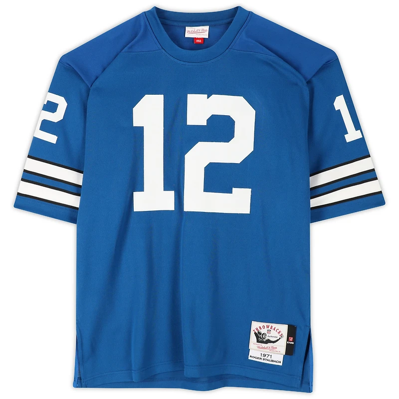 Roger Staubach Dallas Cowboys Autographed Blue Authentic Mitchell & Ness Jersey with "HOF 85" Inscription