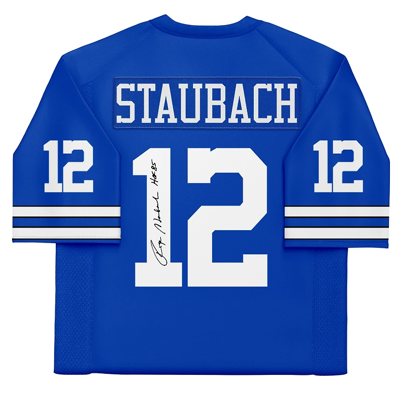 Roger Staubach Dallas Cowboys Autographed Blue Authentic Mitchell & Ness Jersey with "HOF 85" Inscription