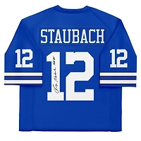 Roger Staubach Dallas Cowboys Autographed Blue Authentic Mitchell & Ness Jersey with "HOF 85" Inscription