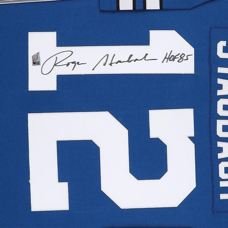 Roger Staubach Dallas Cowboys Autographed Deluxe Framed Blue Authentic Mitchell & Ness Jersey with "HOF 85" Inscription