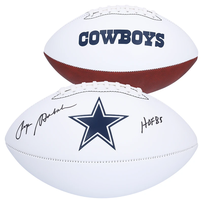 Roger Staubach Dallas Cowboys Autographed Franklin White Panel Football with "HOF 85" Inscription