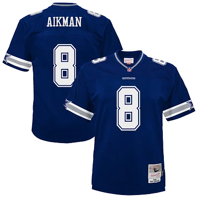 Maillot enfant Mitchell & Ness Troy Aikman bleu marine des Cowboys de Dallas, modèle Legacy 1996, retiré