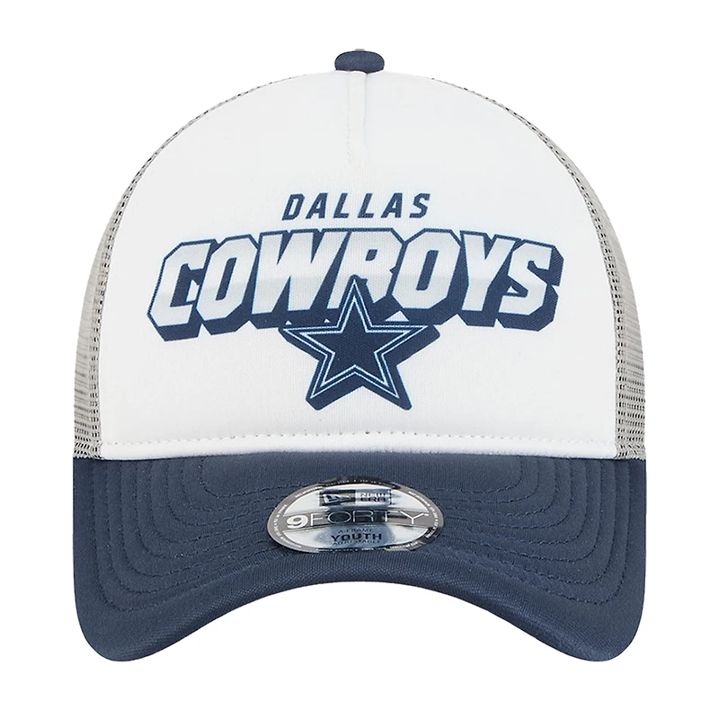 Casquette ajustable New Era blanche/bleu marine Dallas Cowboys Streak A-Frame 9FORTY pour tout-petit
