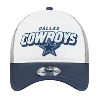 Casquette ajustable New Era blanche/bleu marine Dallas Cowboys Streak A-Frame 9FORTY pour tout-petit