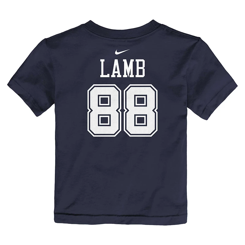 T-shirt avec nom et numéro de joueur Nike CeeDee Lamb Navy Dallas Cowboys pour tout-petit