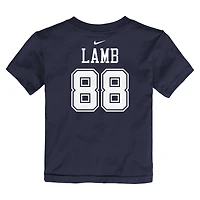 T-shirt avec nom et numéro de joueur Nike CeeDee Lamb Navy Dallas Cowboys pour tout-petit