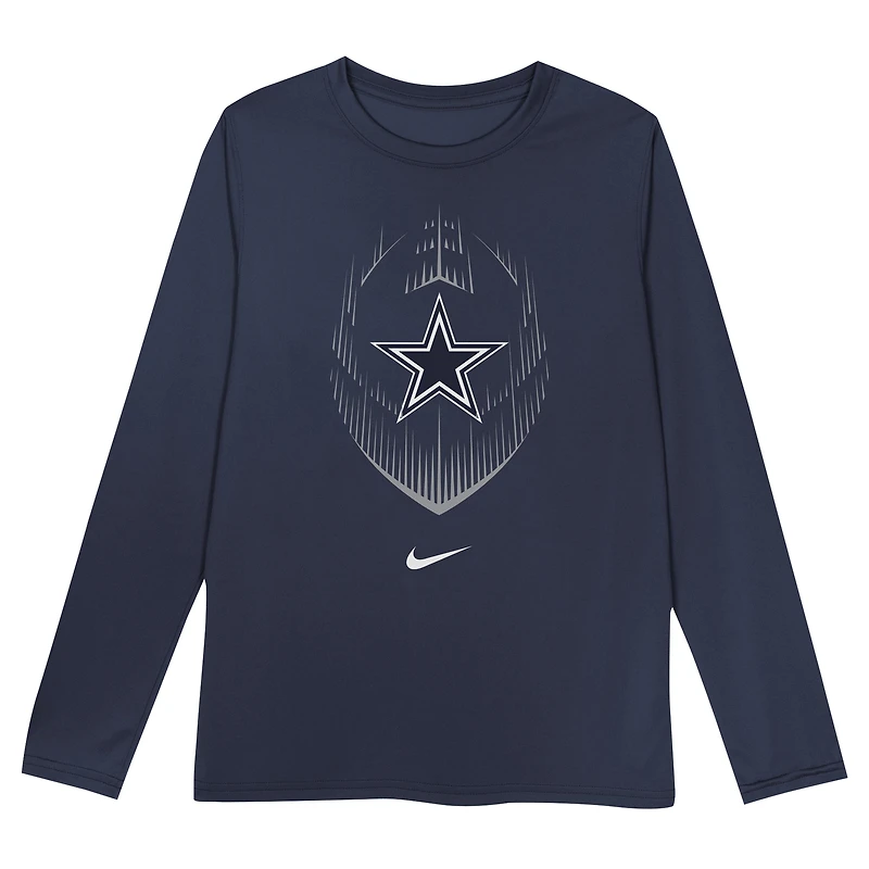 T-shirt à manches longues Nike bleu marine Dallas Cowboys Legend Icon pour tout-petit
