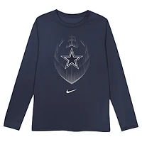 T-shirt à manches longues Nike bleu marine Dallas Cowboys Legend Icon pour tout-petit