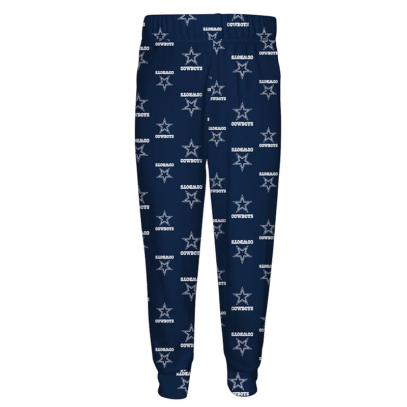 Ensemble de nuit pour tout-petit Outerstuff bleu marine avec t-shirt à manches longues et pantalon imprimé des Cowboys Dallas