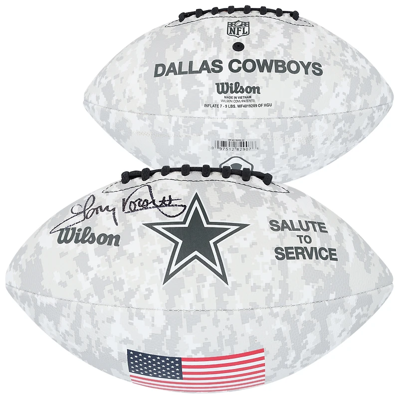 Tony Dorsett Dallas Cowboys Autographié Salute To Service Wilson Football 2024