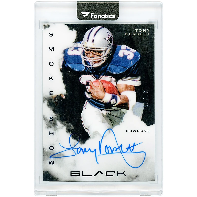 Carte autographiée Tony Dorsett des Dallas Cowboys, collection Panini Black Smoke Show 2025 #SSS-TDS #20/25