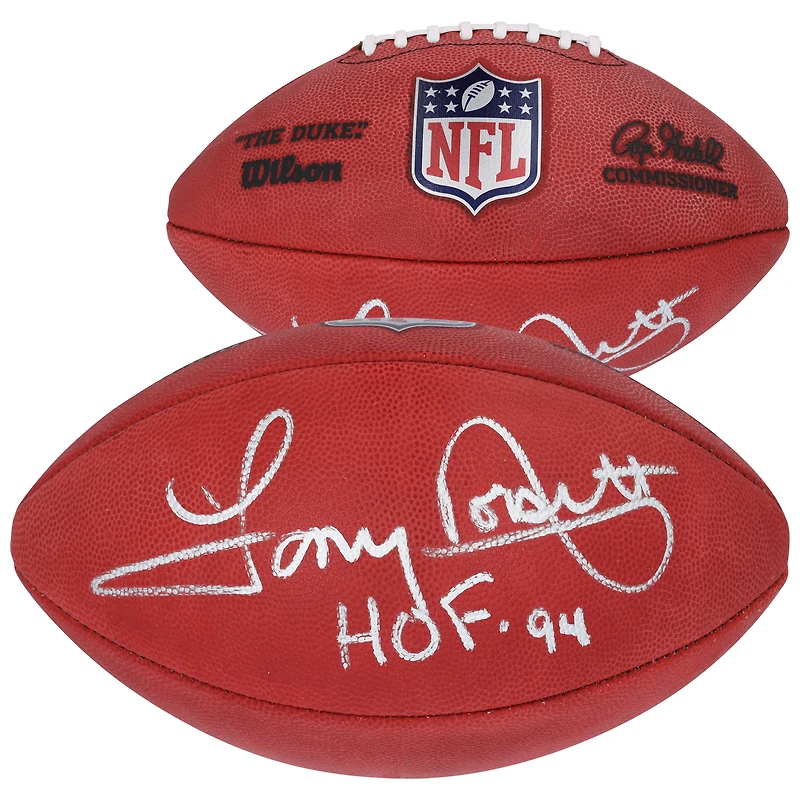Ballon de football Duke en couleur autographié par Tony Dorsett des Cowboys de Dallas avec inscription « HOF 94 »
