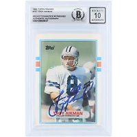 Troy Aikman Dallas Cowboys Autographed 1989 Topps Traded #70T Beckett Fanatics Witnessed Authenticated 10 Rookie Card