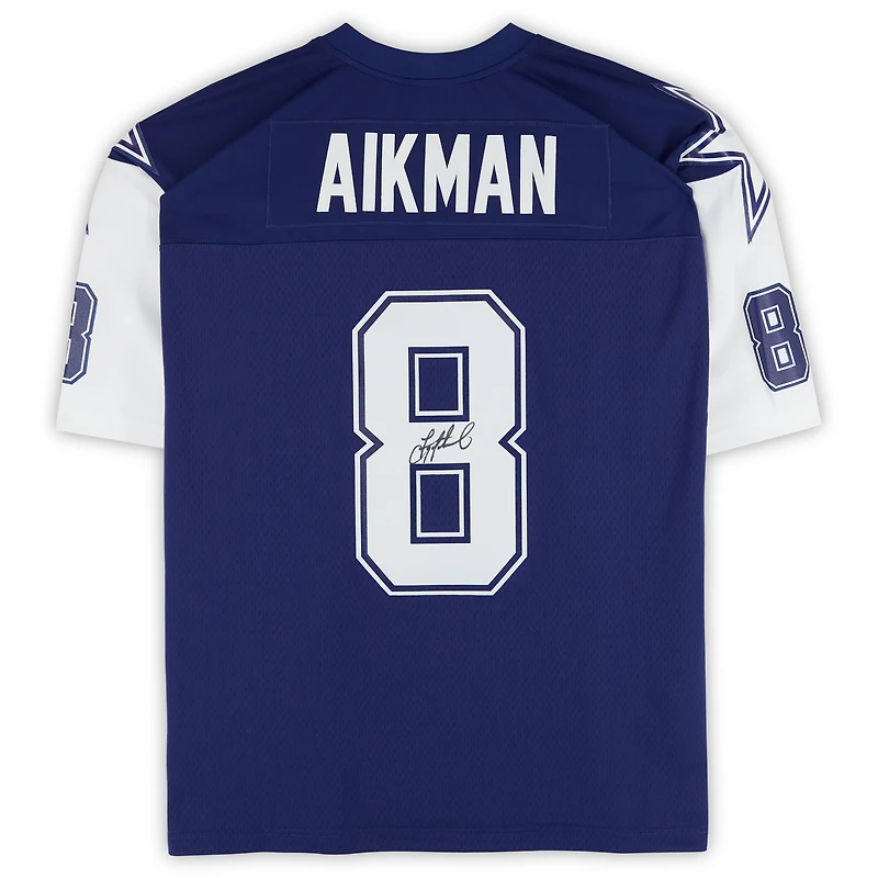 Maillot Mitchell & Ness Navy Legacy 1995 autographié par Troy Aikman des Cowboys de Dallas