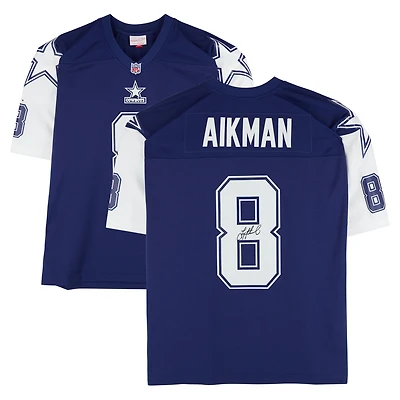 Maillot Mitchell & Ness Navy Legacy 1995 autographié par Troy Aikman des Cowboys de Dallas