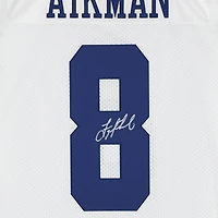 Maillot authentique blanc autographié par Troy Aikman des Cowboys de Dallas en 2000, signé Mitchell & Ness