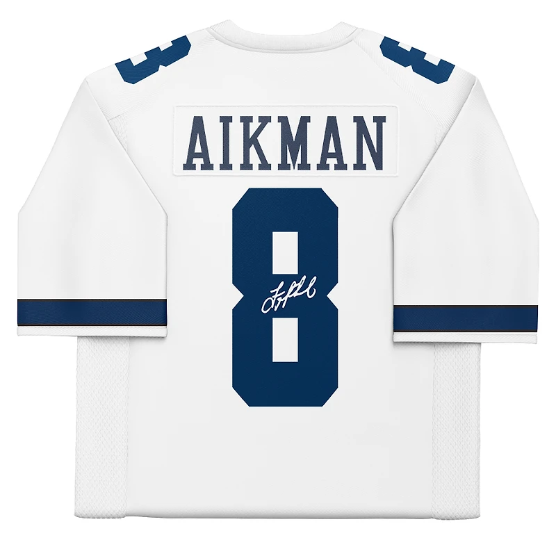 Maillot authentique blanc autographié par Troy Aikman des Cowboys de Dallas en 2000, signé Mitchell & Ness