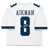 Maillot authentique blanc autographié par Troy Aikman des Cowboys de Dallas en 2000, signé Mitchell & Ness