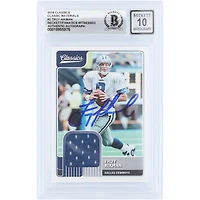 Carte de maillot relique en matériau classique 2018 Panini Classics Classic Material de Troy Aikman (Dallas Cowboys), autographiée et authentifiée par Beckett Fanatics Witnessed (n° 10).