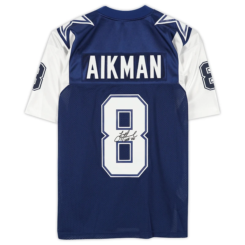Troy Aikman Dallas Cowboys Autographed Blue Alternate Mitchell & Ness Authentic Jersey with "HOF 06" Inscription