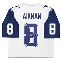 Maillot réplique alternatif autographié par Troy Aikman des Cowboys de Dallas, Mitchell et Ness, White Stars 1994, avec épaules