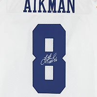 Maillot authentique blanc autographié par Troy Aikman des Cowboys de Dallas, Mitchell & Ness, avec inscription « HOF 06 »