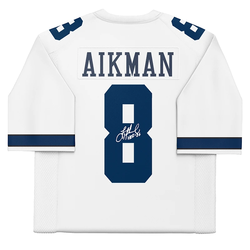 Maillot authentique blanc autographié par Troy Aikman des Cowboys de Dallas, Mitchell & Ness, avec inscription « HOF 06 »