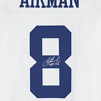 Maillot blanc dédicacé par Troy Aikman des Cowboys de Dallas, Mitchell & Ness, avec inscription « HOF 06 ».