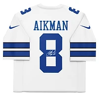 Maillot blanc dédicacé par Troy Aikman des Cowboys de Dallas, Mitchell & Ness, avec inscription « HOF 06 ».