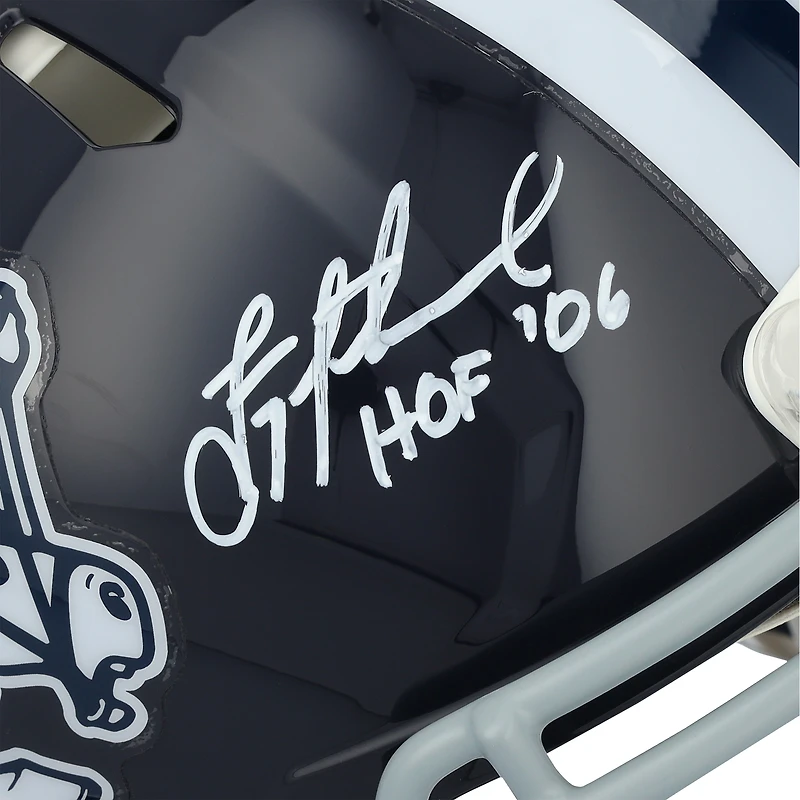 Casque authentique Riddell Cowboy Joe Speed ​​autographié par Troy Aikman des Dallas Cowboys avec inscription « HOF 06 »
