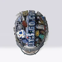 Troy Aikman Dallas Cowboys Autographed Riddell Cowboy Joe Speed Authentic Helmet with "HOF '06" Inscription - Art by Charles Fazzino - WN55916226