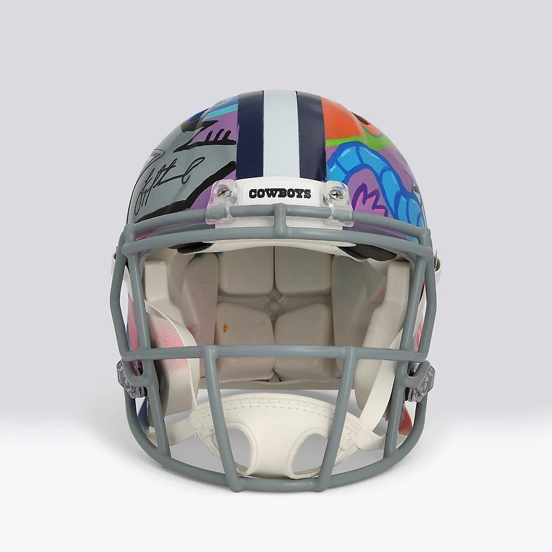 Troy Aikman Dallas Cowboys Autographed Riddell Speed Authentic Helmet - Art by JPO - Limited Edition #1/1 - WN55915978