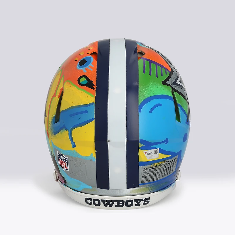 Casque Riddell Speed Authentic autographié par Troy Aikman (Dallas Cowboys) - Illustration par JPO - Édition limitée n° 1/1 - WN55915978
