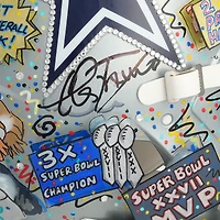 Casque Riddell Speed ​​Authentic autographié par Troy Aikman (Dallas Cowboys) avec inscription « HOF 06 » - Illustration de Charles Fazzino - WN55916225