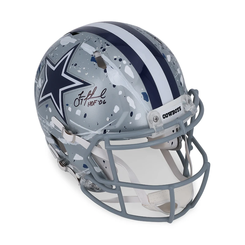 Troy Aikman Dallas Cowboys Autographed Riddell Speed Authentic Helmet with "HOF 06" Inscription - Art by King Saladeen - Limited Edition #1/1 - WN55915769