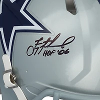 Casque Riddell Speed ​​authentique autographié par Troy Aikman des Cowboys de Dallas avec inscription « HOF 06 »